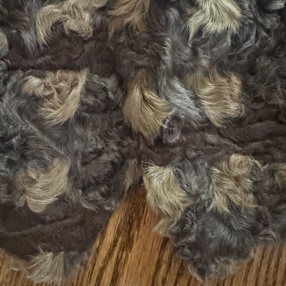 Vintage Real Fur Textured Vest – Brown Swirl Pattern / Lined / Statement Piece - Picture 2 of 5